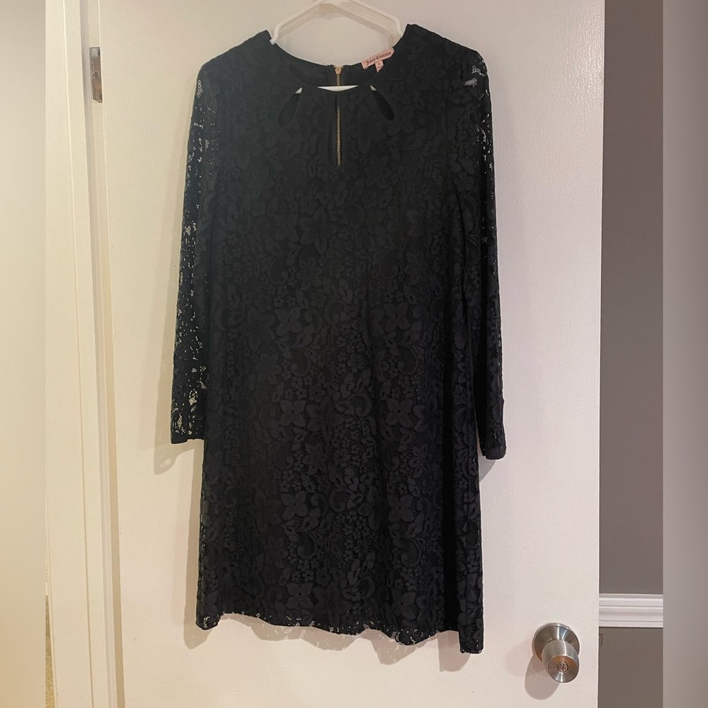 Juicy Couture black lace overlay dress with cutouts EUC size 6